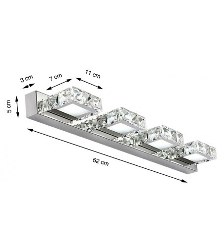 Kinkiet ścienny LED 62cm | Szklane kryształki- refleksy świetlne