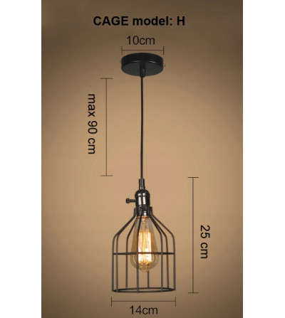 Lampa wisząca metalowa Cage H z linii Loft Industrial | E27