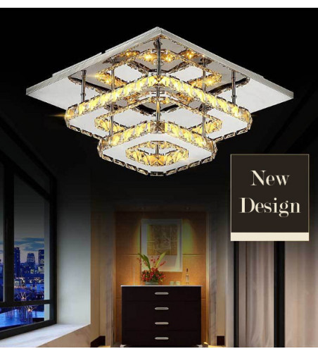 Kinkiet Panel sufitowy Meteor II 30x30cm  33W | Szklane kryształki