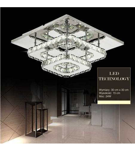 Kinkiet Panel sufitowy Meteor II 30x30cm  33W | Szklane kryształki
