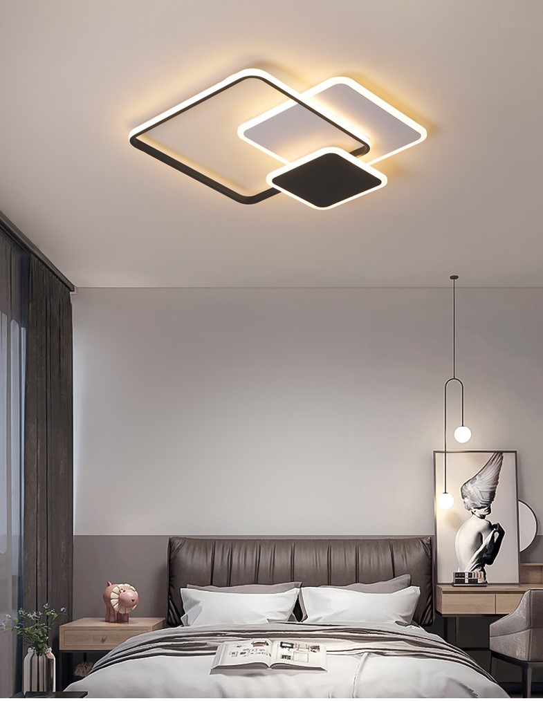 Czarna lampa sufitowa LED kwadratowa 42cm