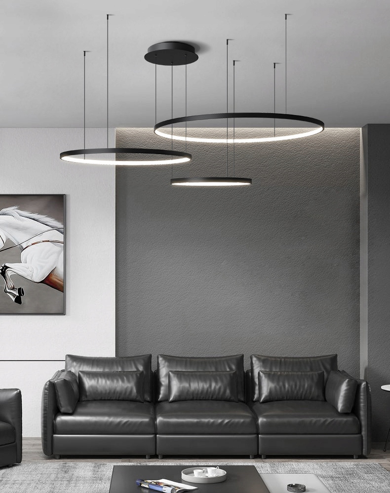 Lampa LED ring do salonu czarna Silva EX IV