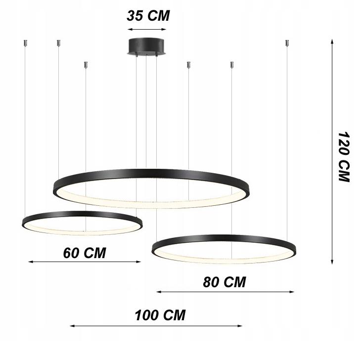 Wymiary - Lampa Wobako SILVA EX IV LARGE - LEDowe okręgi: Energia, elegancja i doskonałość oświetlenia.